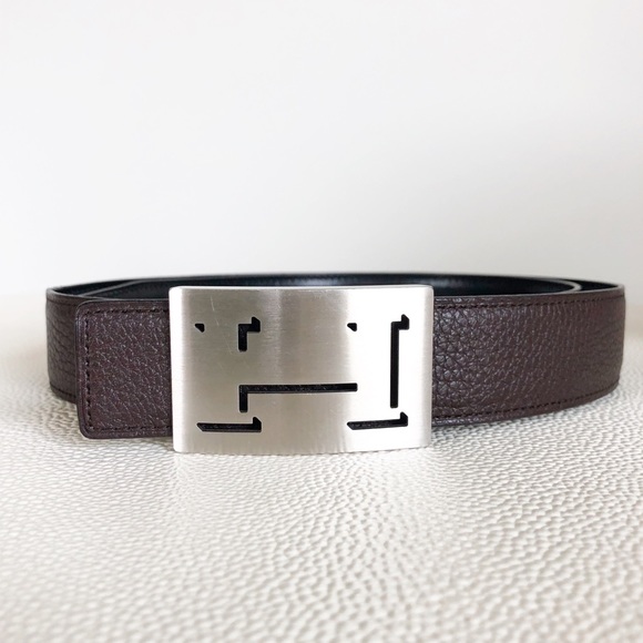 Hermes Other - HERMES Rare Black Brown Reversible Silver 3D Belt